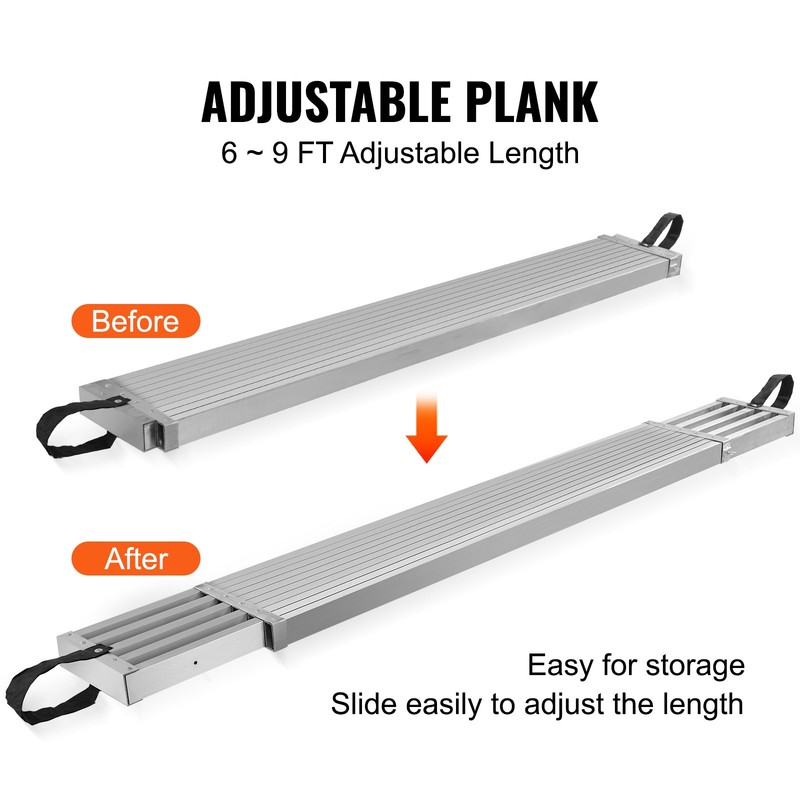 Uimoso Aluminum Telescoping Work Plank 6-9 ft, 500 lb Capacity Scaffold gallery