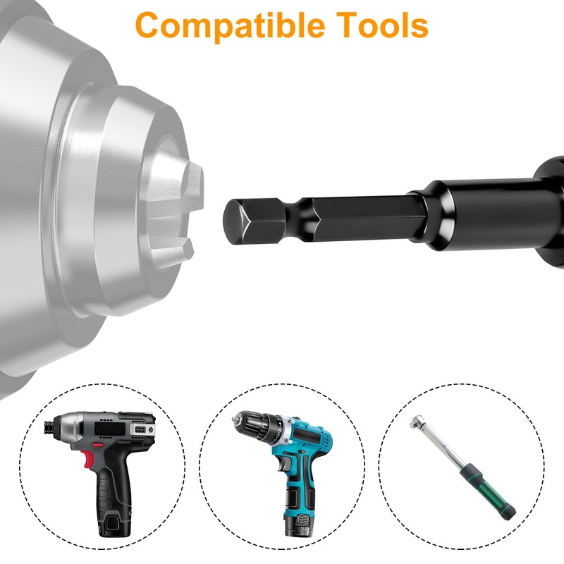 12x Impact Socket Adapter & Reducer Set 1/4 3/8 1/2" Hex Shank for Drill Driver gallery