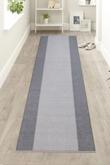 Custom Size Anti Slip Backing Gray Bordered Design Runner Rug Carpet 25″ Wide