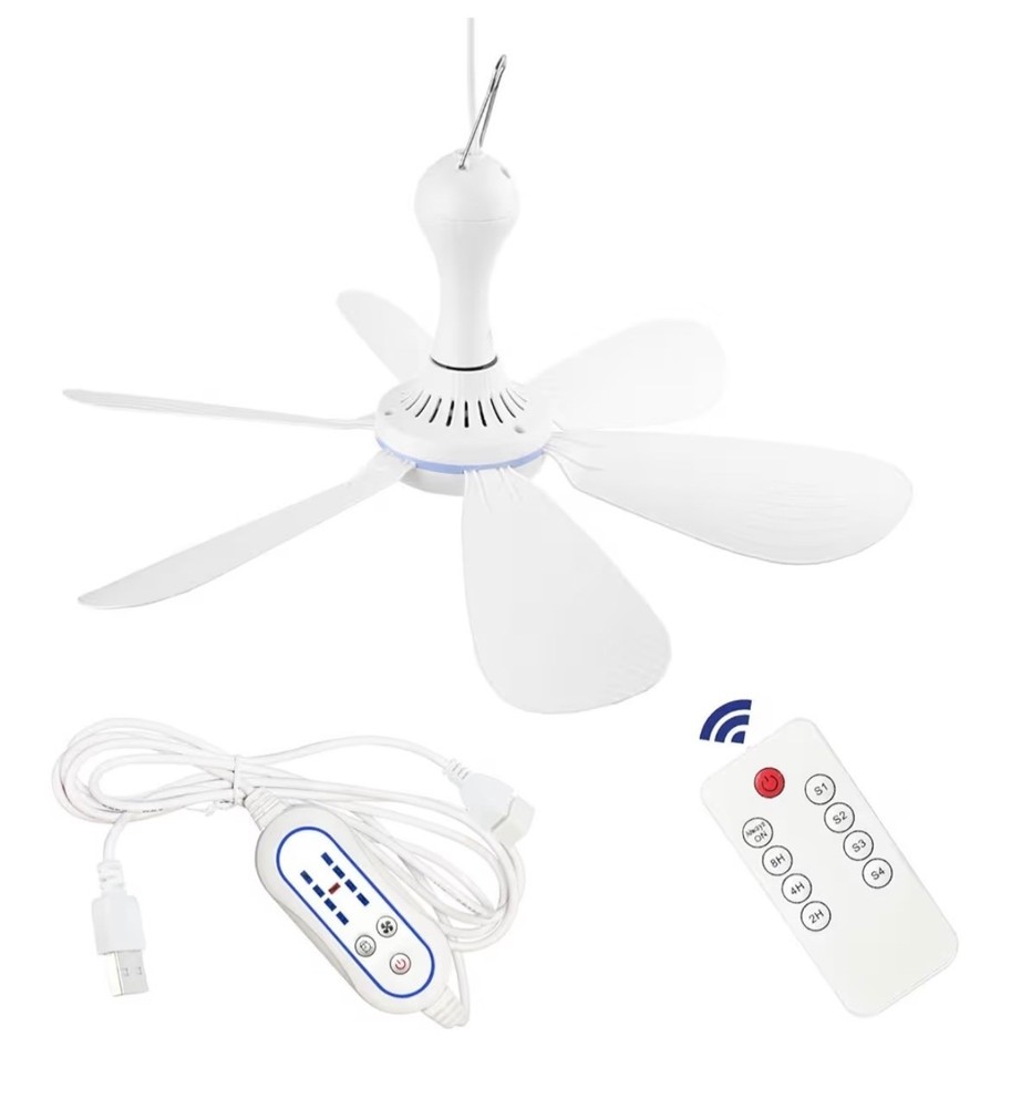 USB Powered Small Ceiling Fan 6 Blades Quiet DC 5V USB Hanging Fans for Indoor O