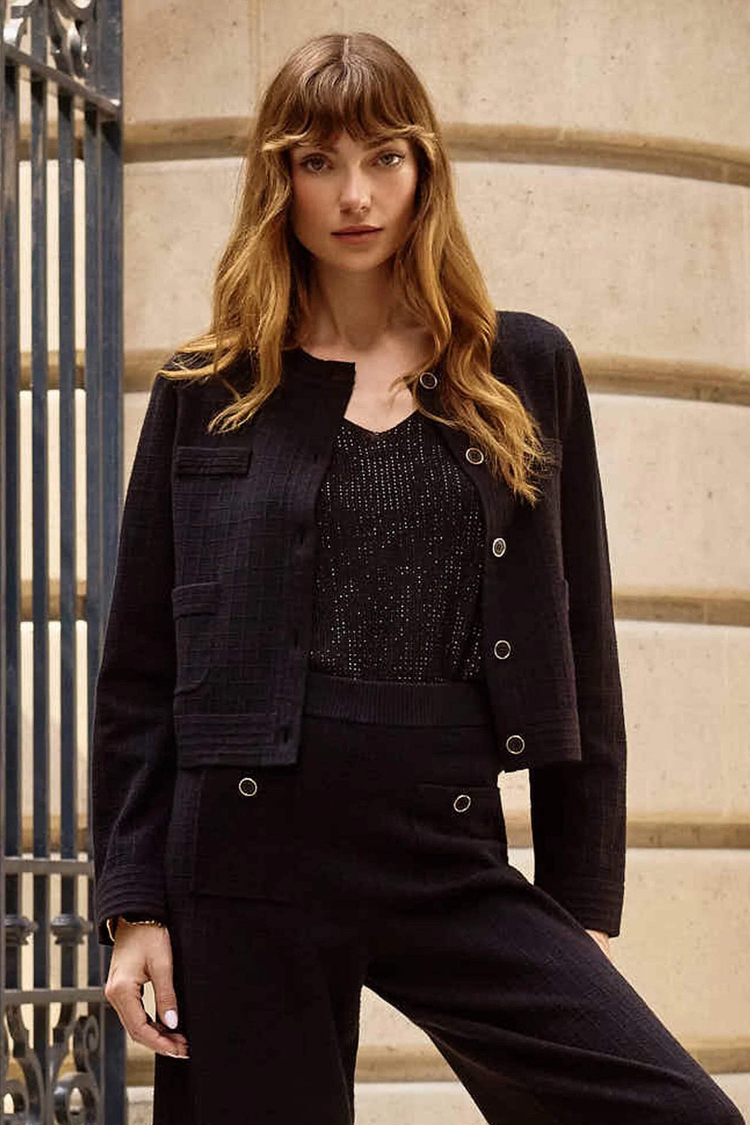 Joseph Ribkoff Black Crew Neck Button Front Jacket 253983-R gallery