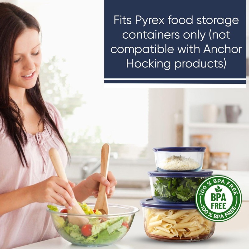Replacement Lids for Pyrex Glass Containers 2-Cup 4-Cup 7 Cup Round 6pcs Navy gallery