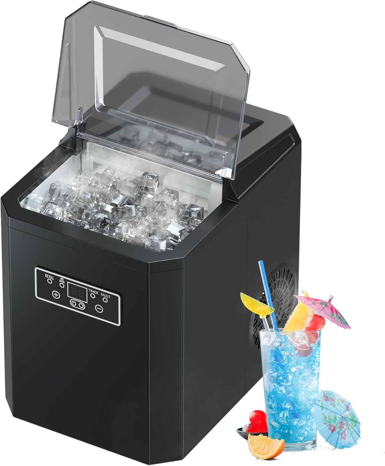 44Lbs/Day Ice Maker - 9 Cubes in 9 Mins, Self-Cleaning, Clear Lid gallery