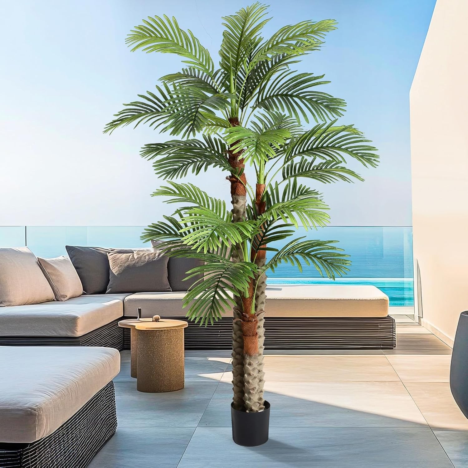 7 ft Artificial Palm Tree Outdoor Faux Tropical Triple Branches Yard Decor gallery
