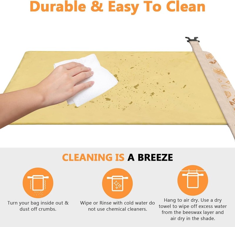 2 Pack Reusable Beeswax Bread Bags for Homemade Breads Sourdough Easy to Clean gallery