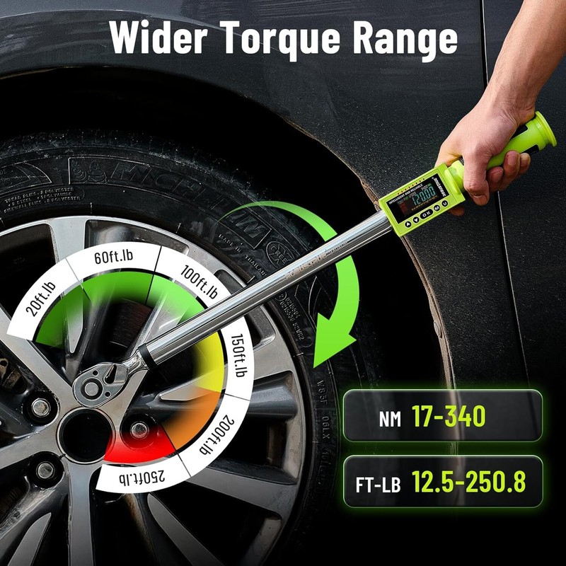1/2" Digital Torque Wrench 12.5-250.8ft-lb/17-340Nm&±2% 500Data Memory&10 Preset gallery