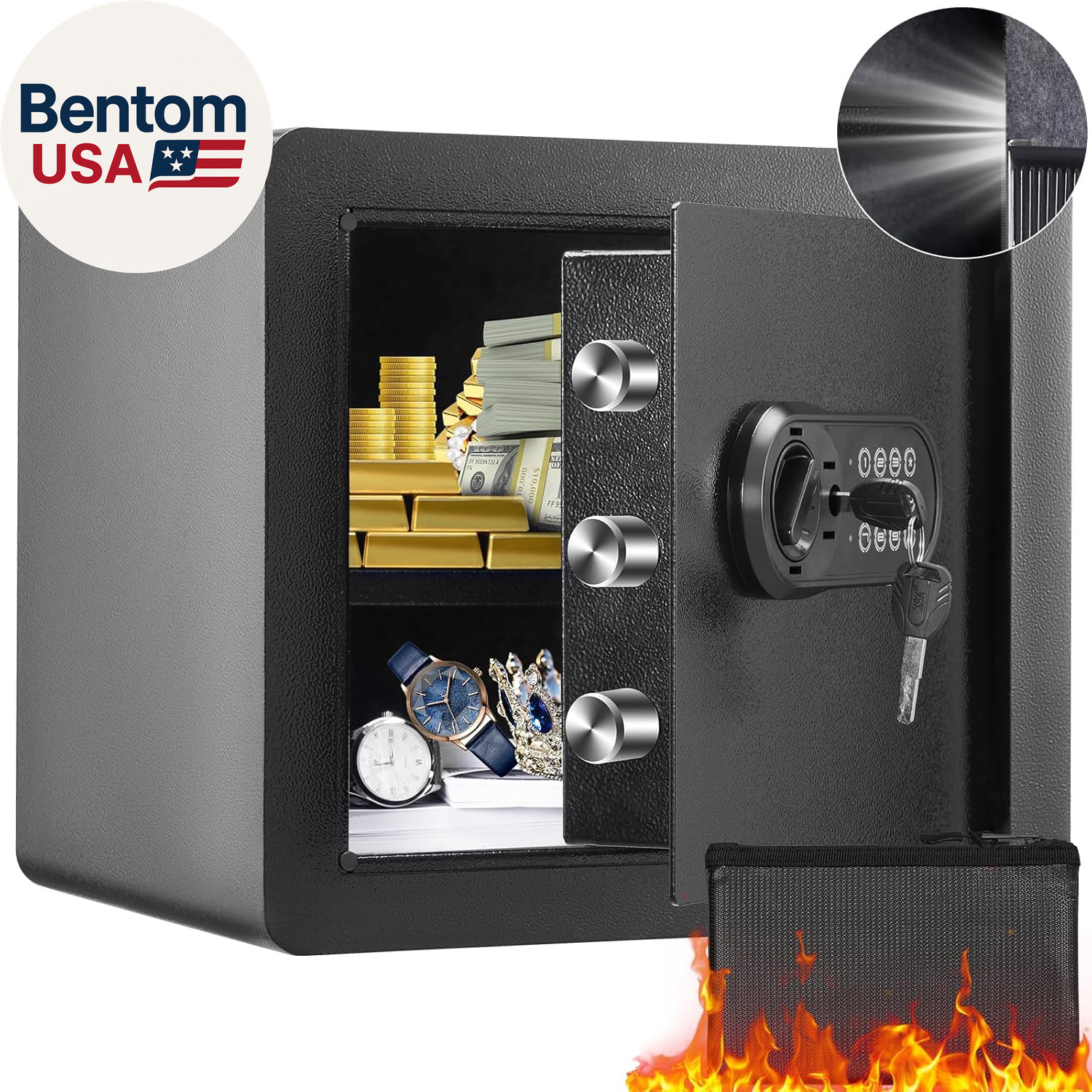 Safe 1.2 Cubic Feet Steel Security Safe with Digital Keypad and 2 Keys, Cabinet gallery