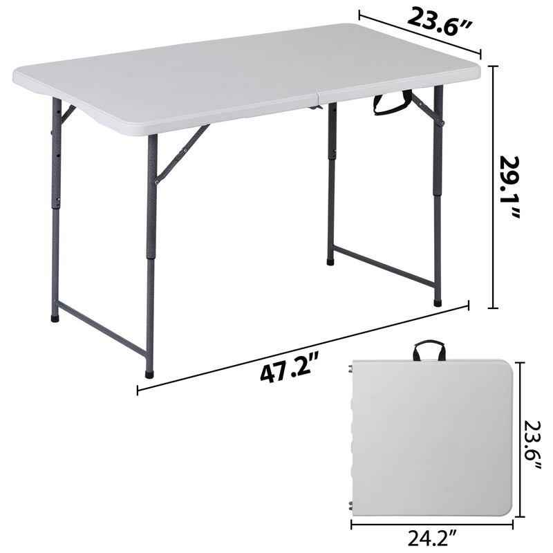 Folding Table 4' Portable Table Foldable Legs & Adjustable Height Utility Table gallery