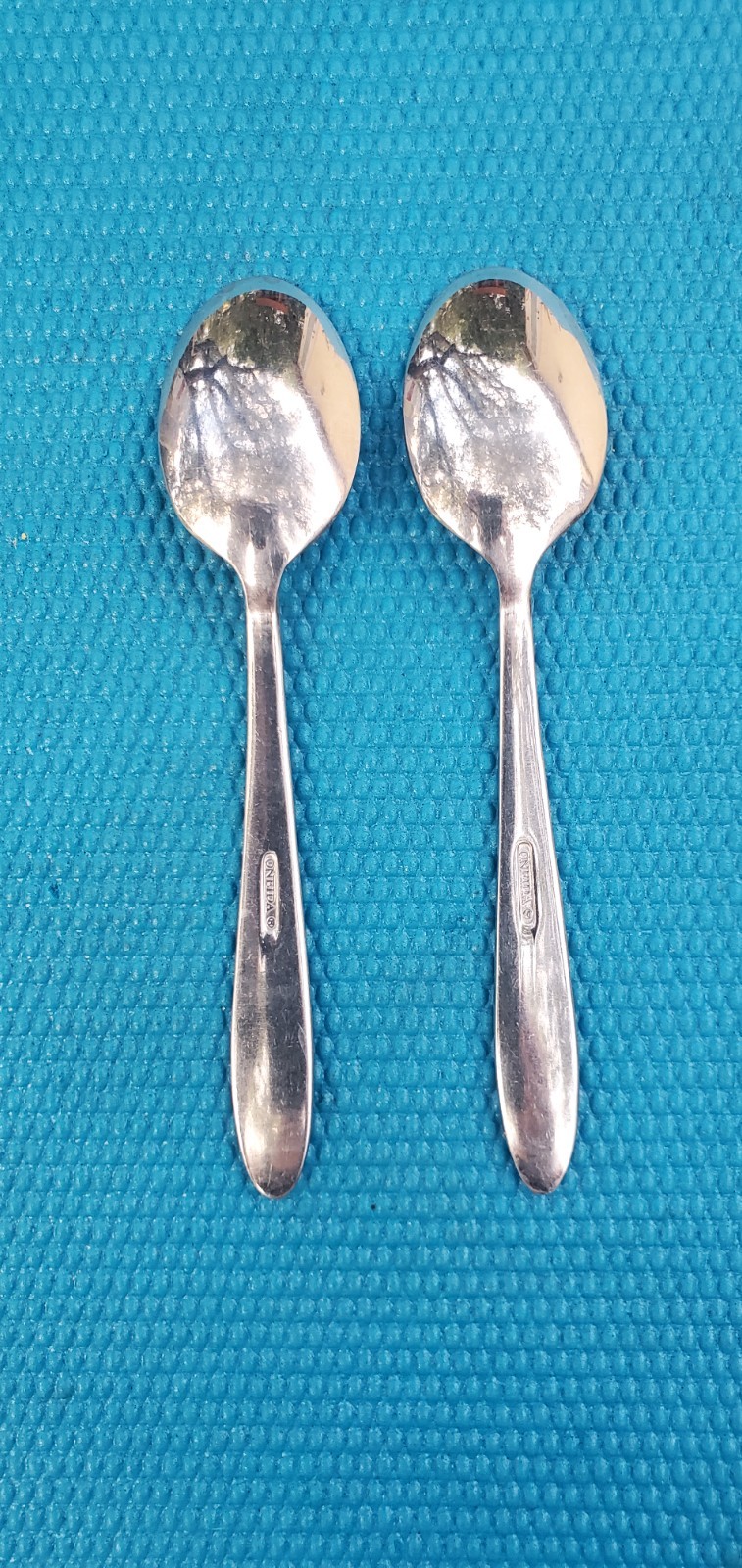 2-Oneida MOONCREST Glossy Stainless TEASPOONS 6 3/8" gallery