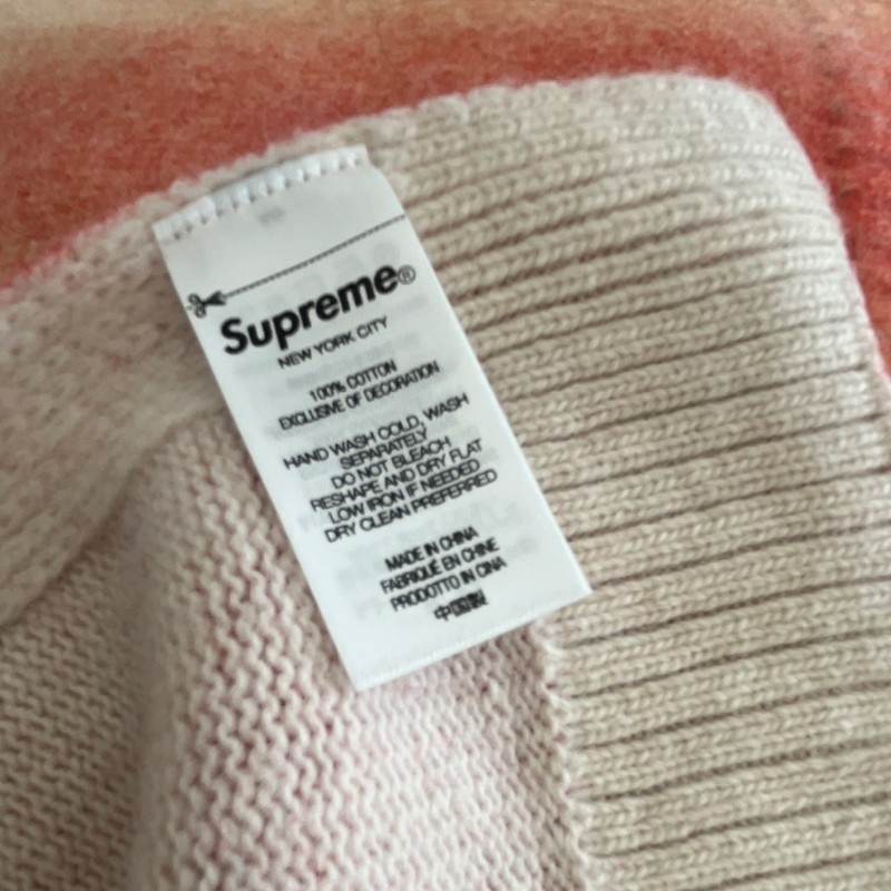 Supreme Knitted Cotton Blur Abstract Red Beige Throw Blanket gallery
