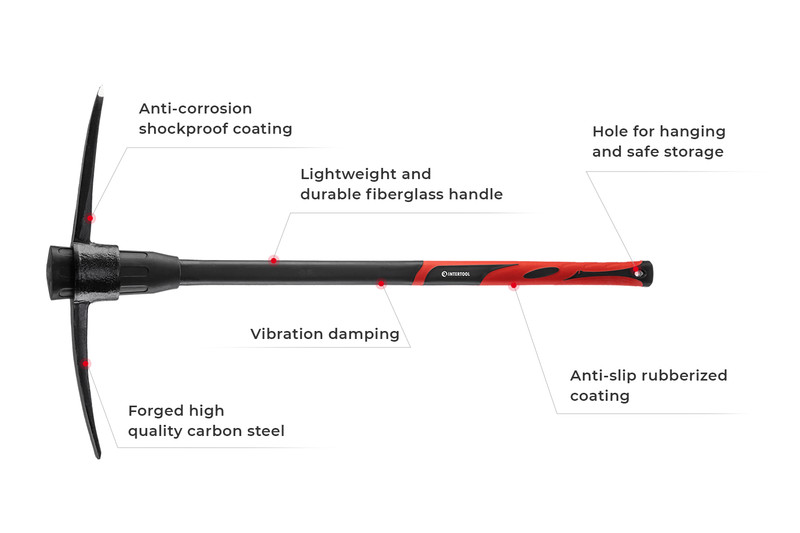 INTERTOOL 5-Pound Pickaxe, Pick Mattock, 36-inch Fiberglass Handle HT08-0305 gallery