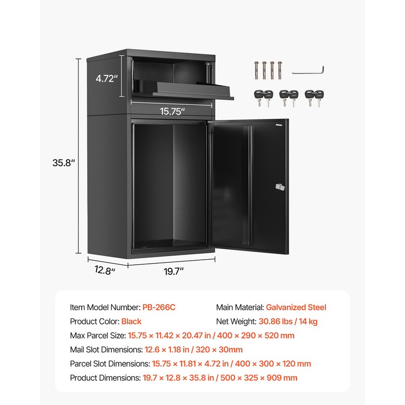 Package Delivery Boxes for Outside 35.8 in Anti-Theft Lockable Parcel Drop Box gallery