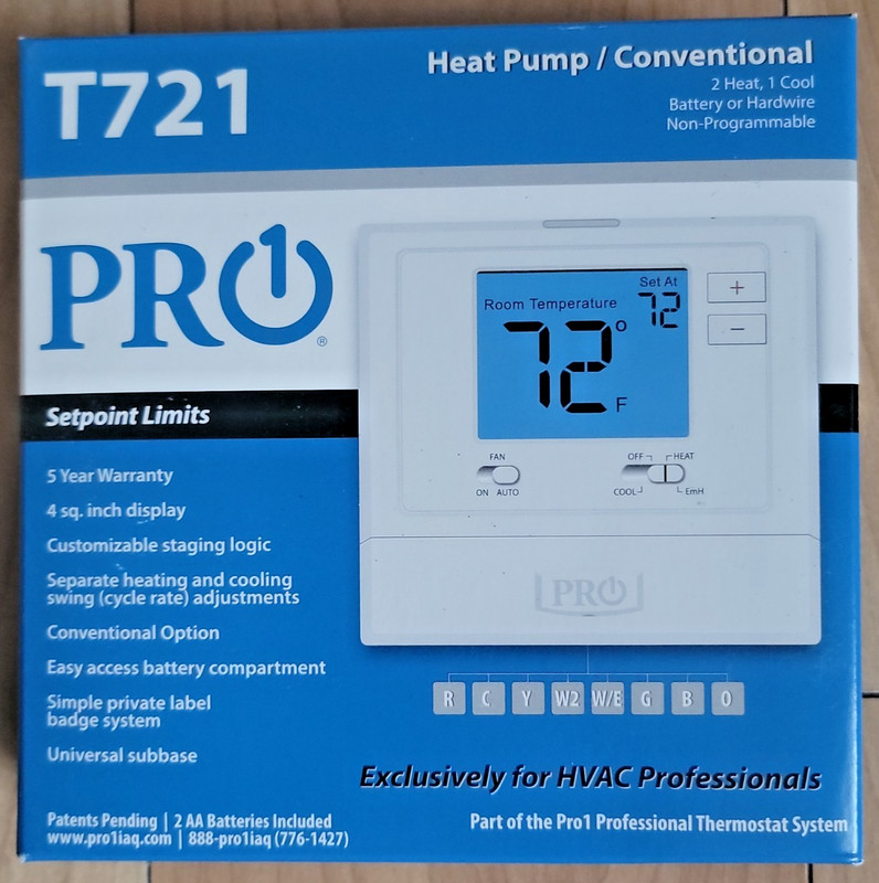 Pro1 T721 Digital Thermostat Non-Programmable 2 Heat 1 Cool Heat Pump - NEW READ gallery