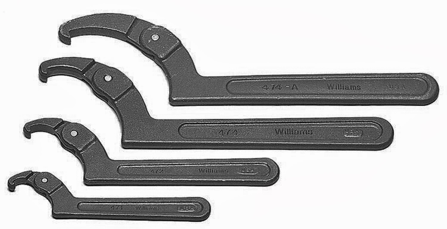 Adjustable Hook Spanner Wrenches 4pc Set JH Williams USA #WS-474 gallery