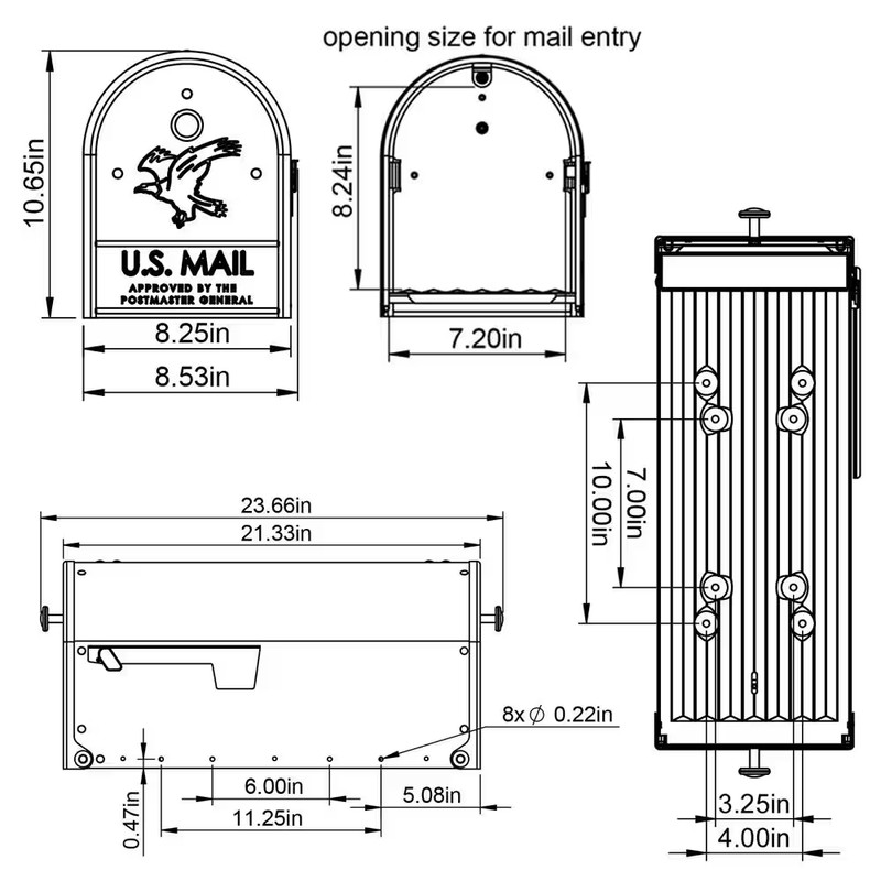 Black Large Outback Double Door Post Mount Mailbox Steel Mount Brass Mailboxes gallery