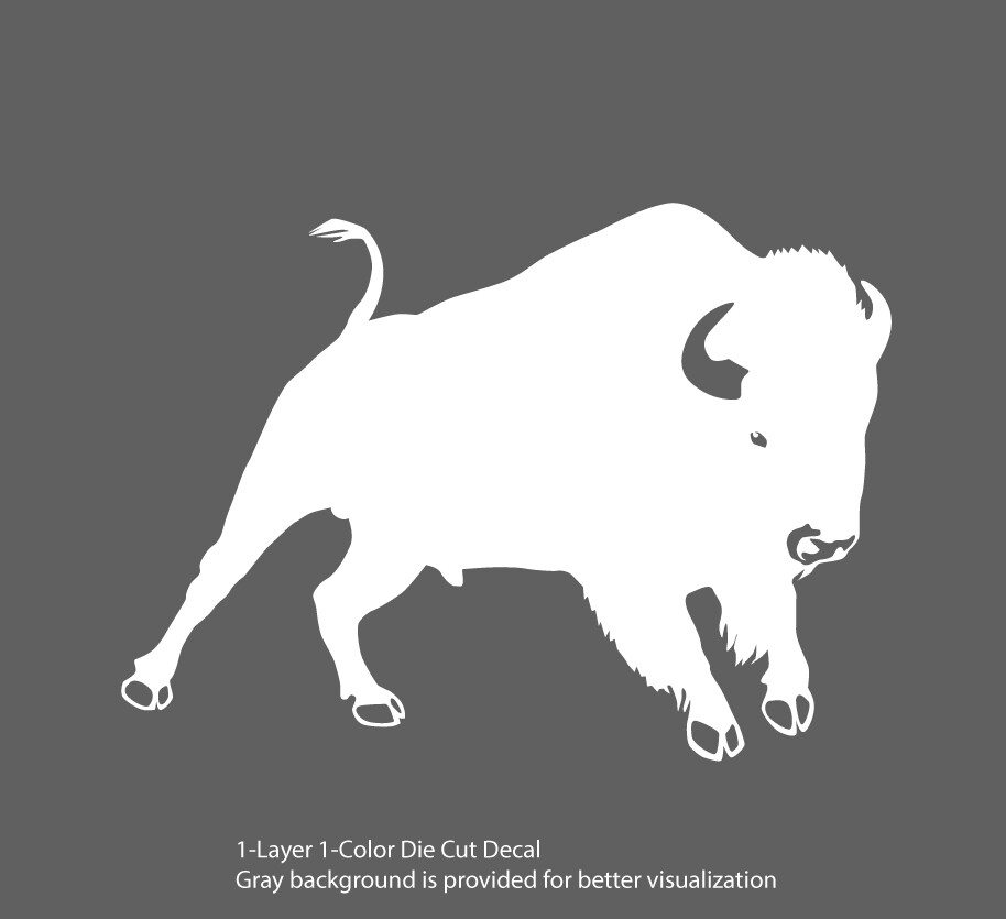 Bison Ox Charging 2 Prairie Run White or Black Decal 6Yrs Outdoor Vinyl Sticker gallery