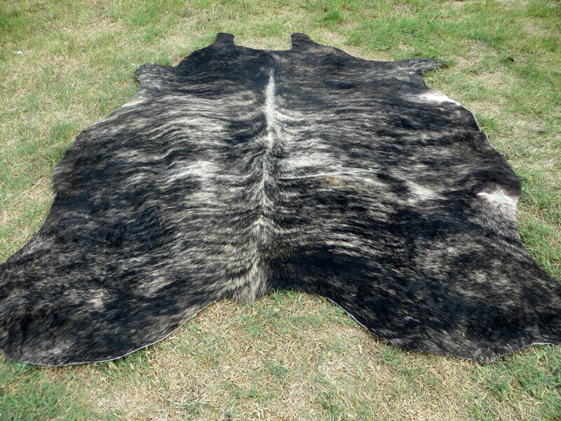 MAKE OFFER !! LARGE DARK GRAY Cowhide Rug natural Cowhides Cow Hide Skin RT gallery