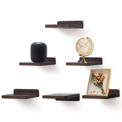 6 Pack 5×6 Inch Dark Walnut Small Floating Shelf Rustic Wood Display Ledges