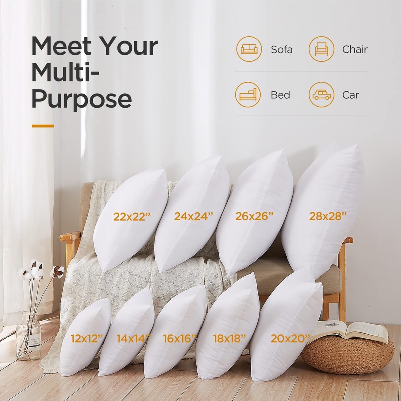 Throw Pillow Insert Premium Stuffer Sham Square Form for Decorative Cushion B... gallery