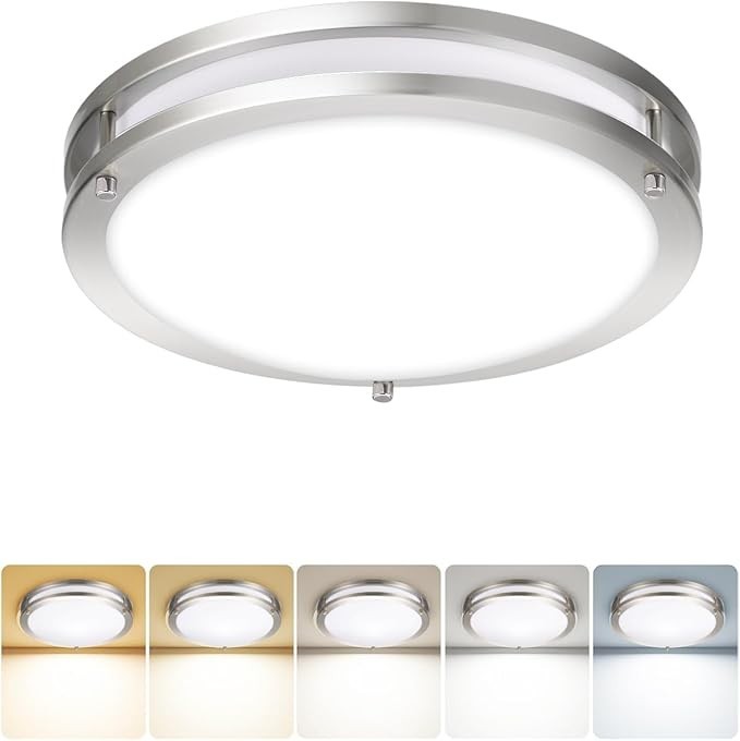 LED Ceiling Light 4000K Flush Mount Fixture Dimmable Double Ring 10"/12"/14" gallery