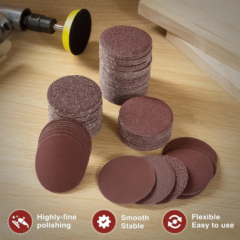 2 Inch Hook and Loop Sanding Disc No-hole 100PCS 40-3000 Grit Orbital Sander Pad gallery