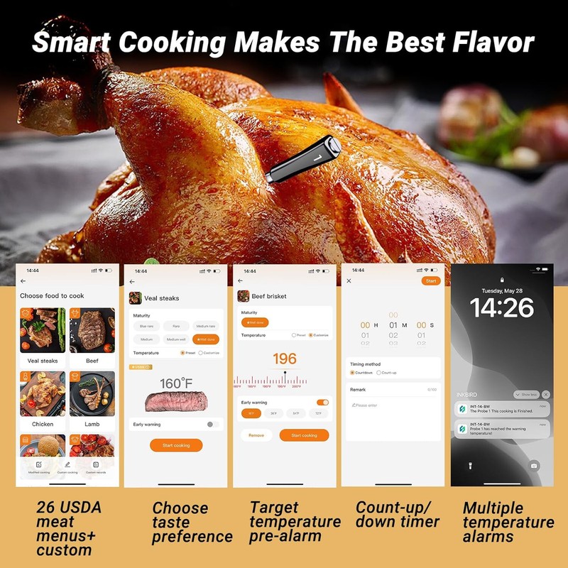 Inkbird Wireless Meat Thermometer Oven BBQ Cooking Bluetooth WiFi Remote Control gallery