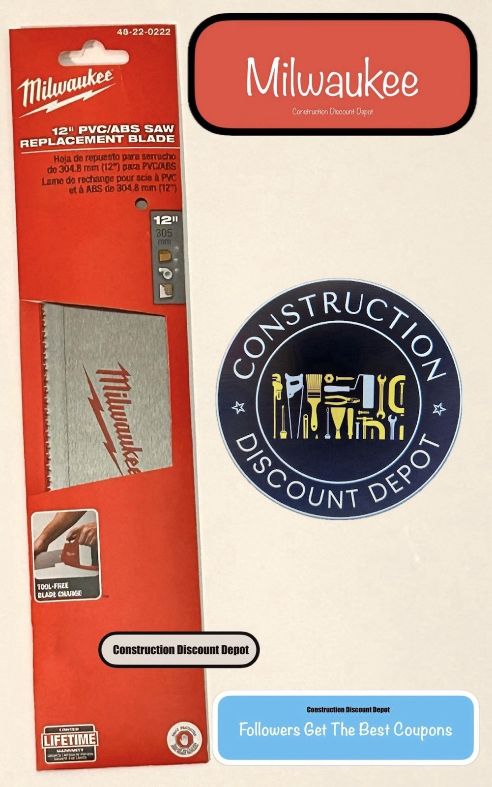 Milwaukee Tool 48-22-0222 12" Pvc/Abs Saw Replacement Blade gallery