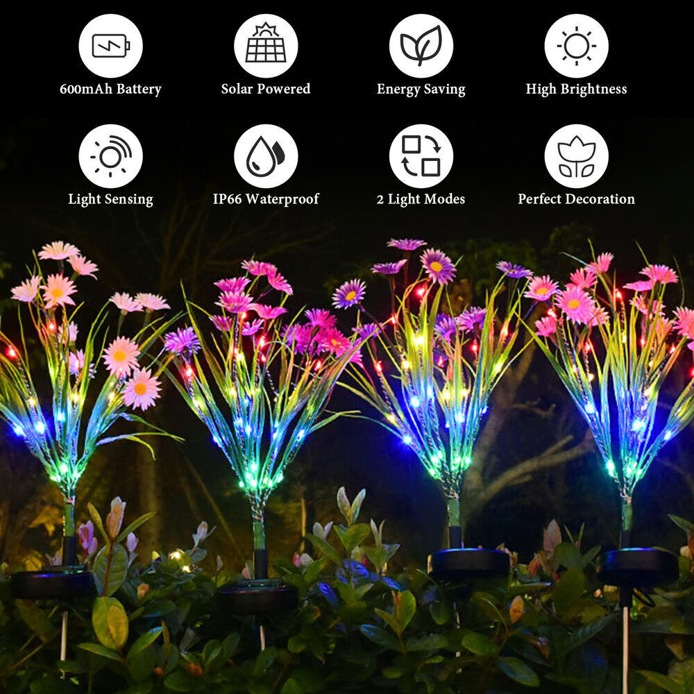 Solar Flower Garden Light LED Stake Lamp Outdoor Yard Waterproof Christmas Decor gallery
