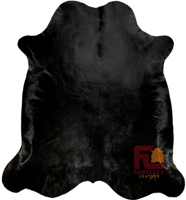 Cowhide Rug Solid Black | Premium Quality | X-Large 6' x 8' gallery