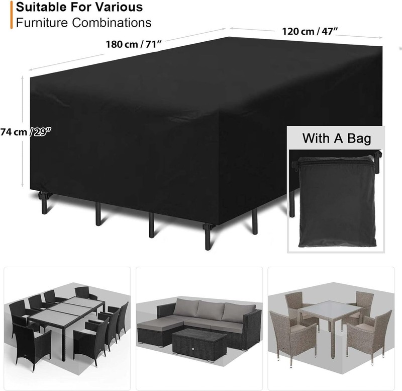 TENOVER Large Rectangular Patio Furniture Cover, Black, 71" x 47" x 29" gallery