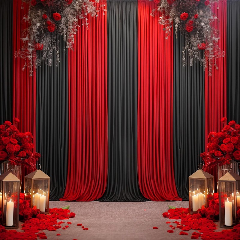 20ft x 12ft Black Backdrop Curtains Panels for Parties Birthday Party Wrinkle... gallery