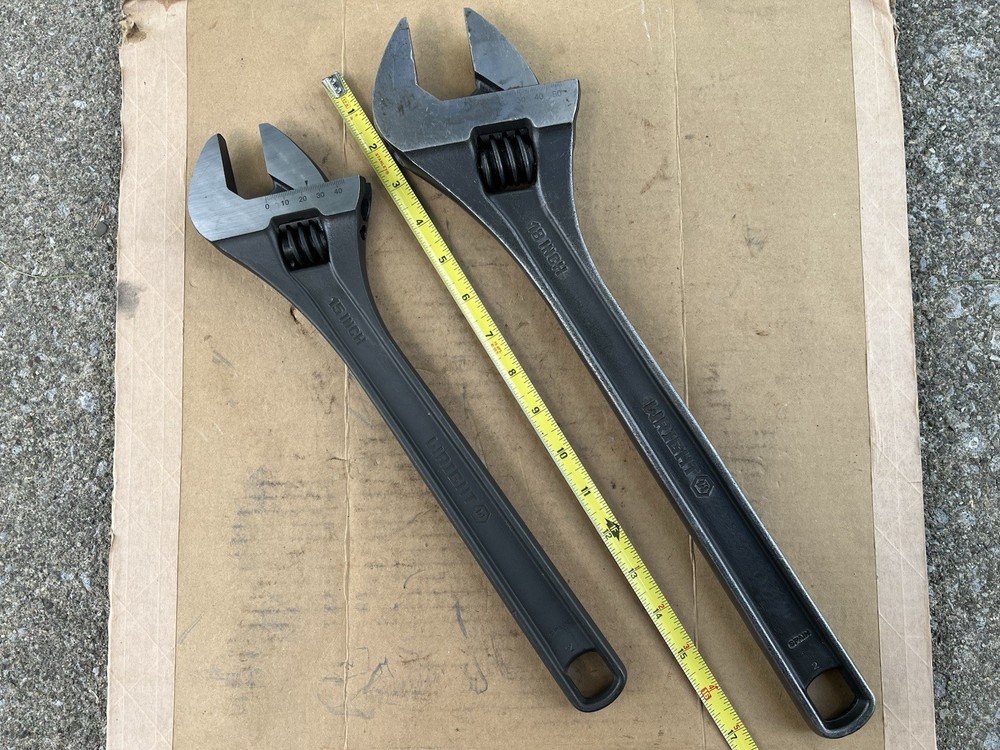 🇺🇸Lot Of 2 Wright Tool Adjustable Wrenches 9AB15 & 9AB18 Black Industrial🇺🇸