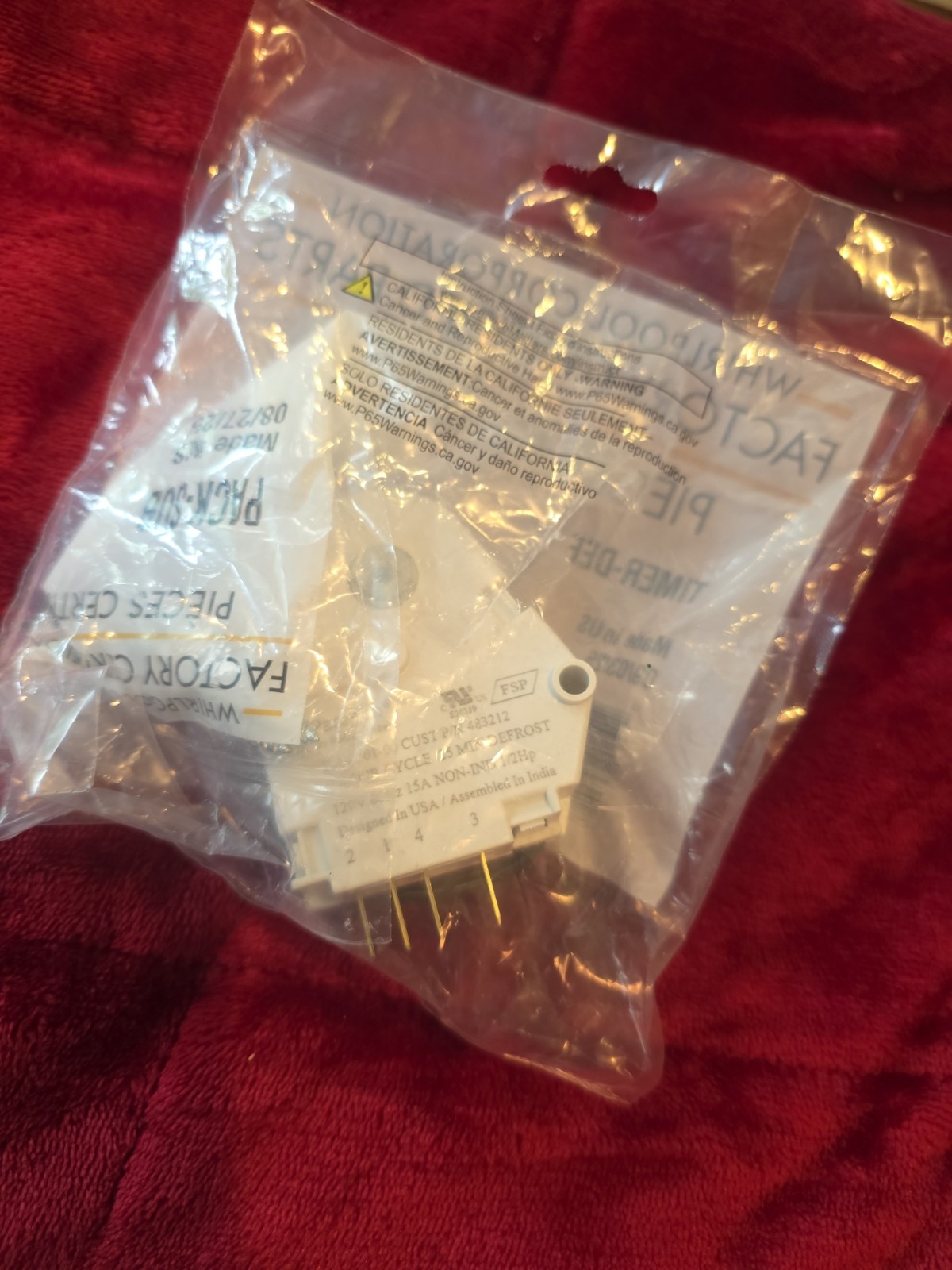 ☆MANY Part #s See Specifics☆ GENUINE OEM WHIRLPOOL Defrost Timer W10822278 - B90 gallery