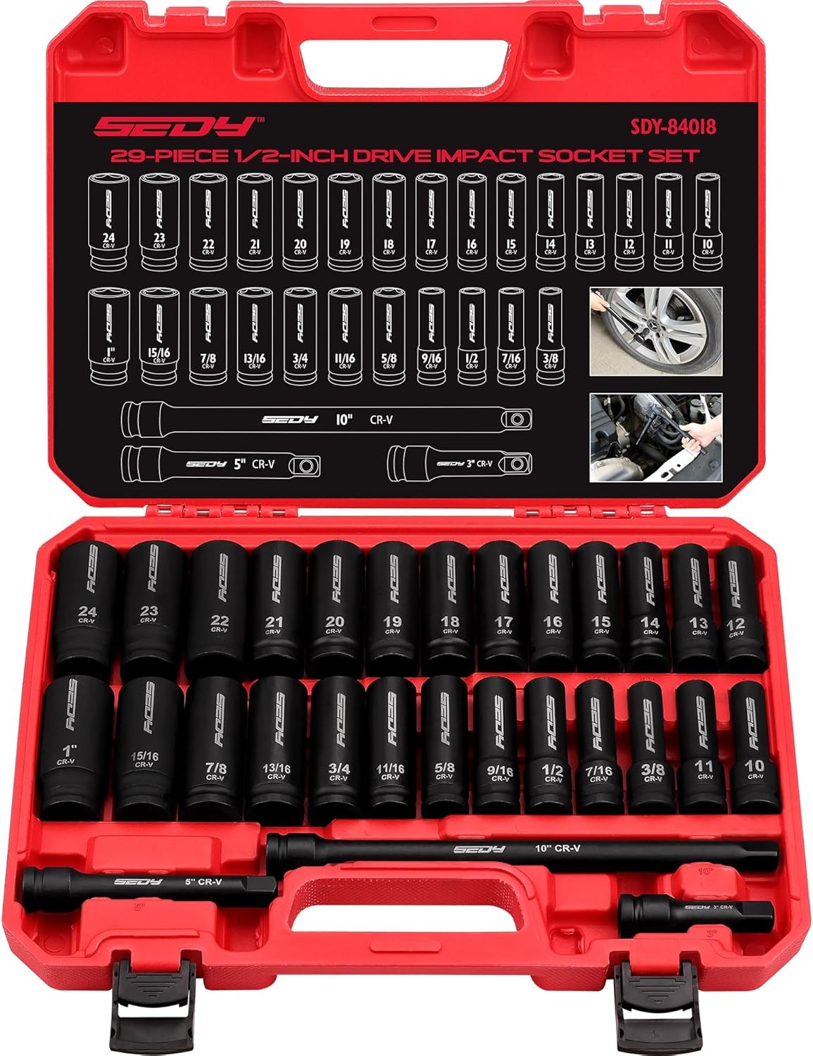 29-Piece 1/2" Drive Impact Socket Set, High-Durability Impact Wrench gallery