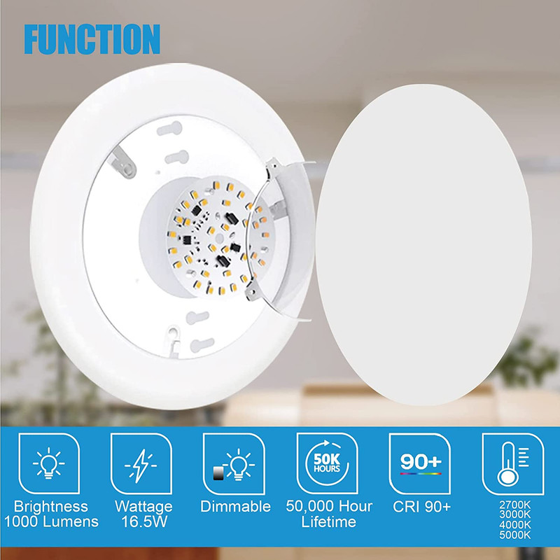 LED Flush Mount Ceiling Light 6In Dimmable 16.5W 5000K White ETL FCC gallery