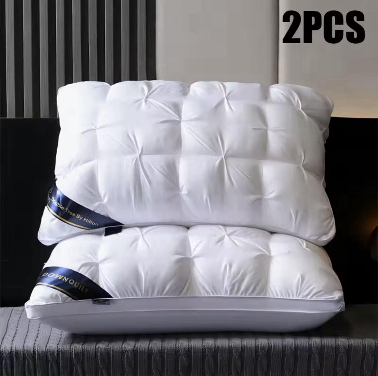 DoubleTree by Hilton 2PCS White Rectangular Bed Pillows Solid Bedroom Adults gallery