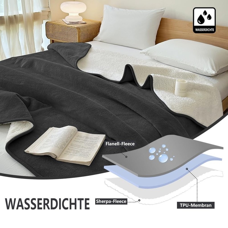 Black Waterproof Throw Blanket Bed Splash Flannel Up To 60 oz 40x60 In 1 PCS gallery