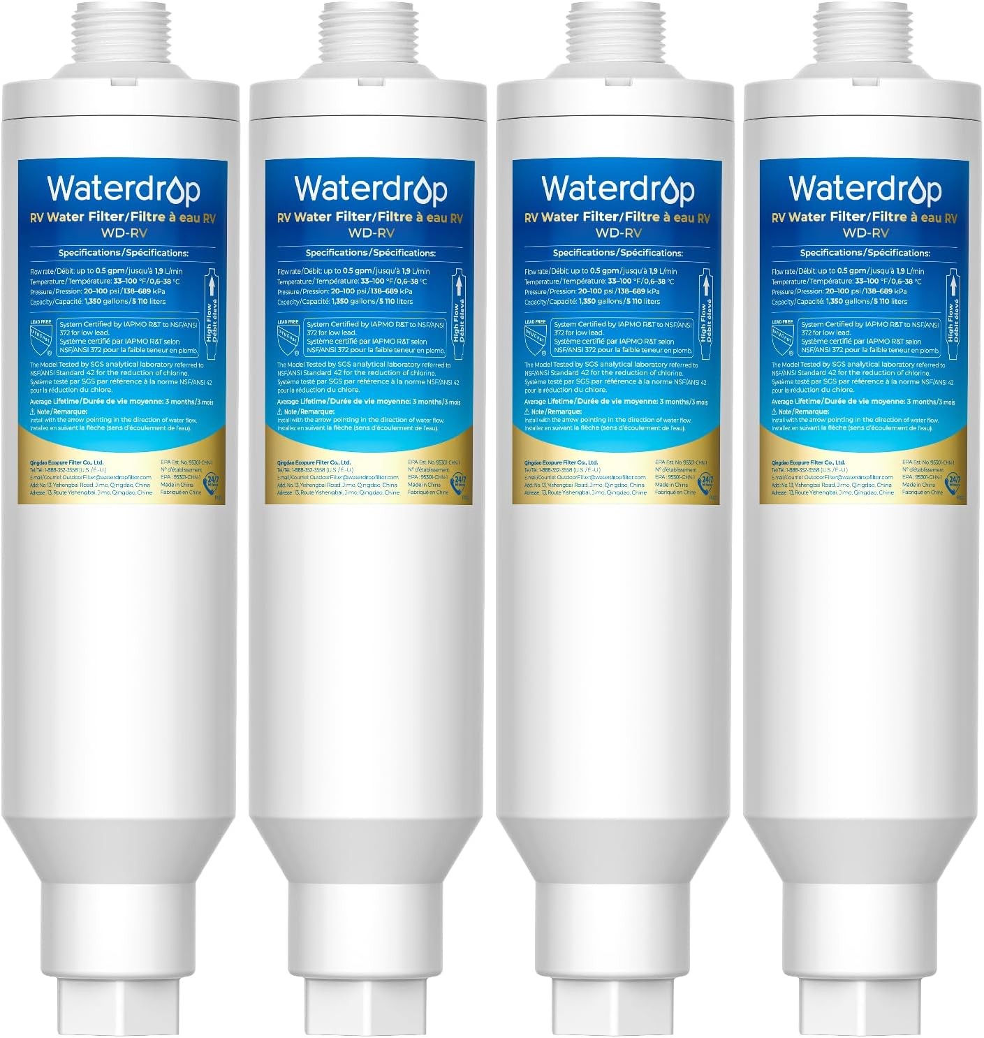Waterdrop RV/Marine Water Filter, Camper Water Filter, NSF Certified, 4 Pack gallery