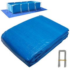 24×16 Ft Waterproof Pool Ground Cloth – Heavy Duty Liner Pad & Tarp with Stakes