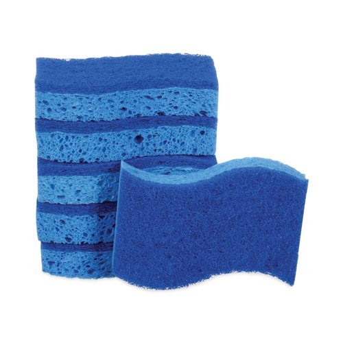 Scotch-Brite Non-Scratch Scrub Sponge, 4.4 x 2.6, 0.8" Thick, Blue, 6/Pack gallery