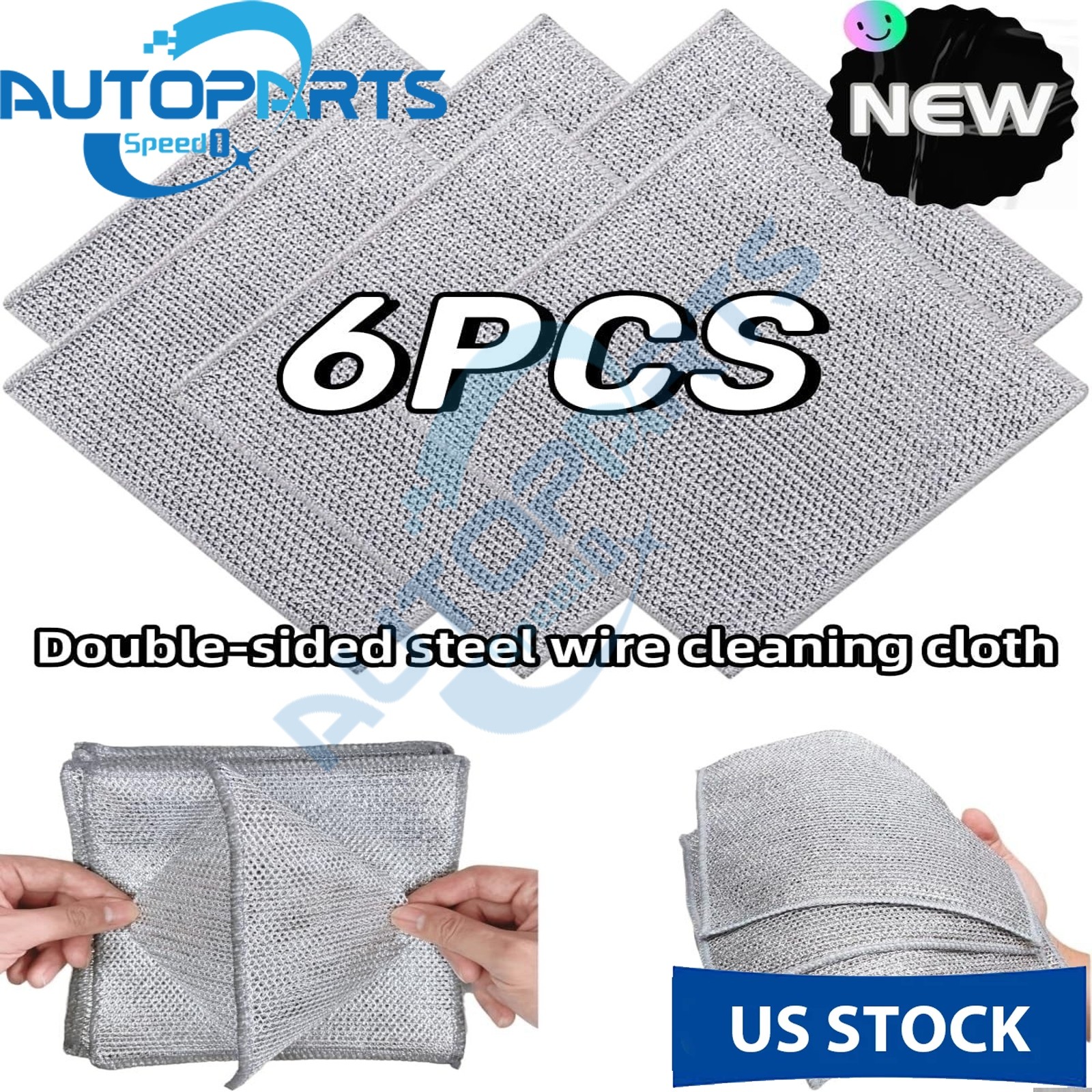 6 Pack Steel Wool Dishwashing Pads Multipurpose Mesh Dish Cloths Stainless Steel gallery