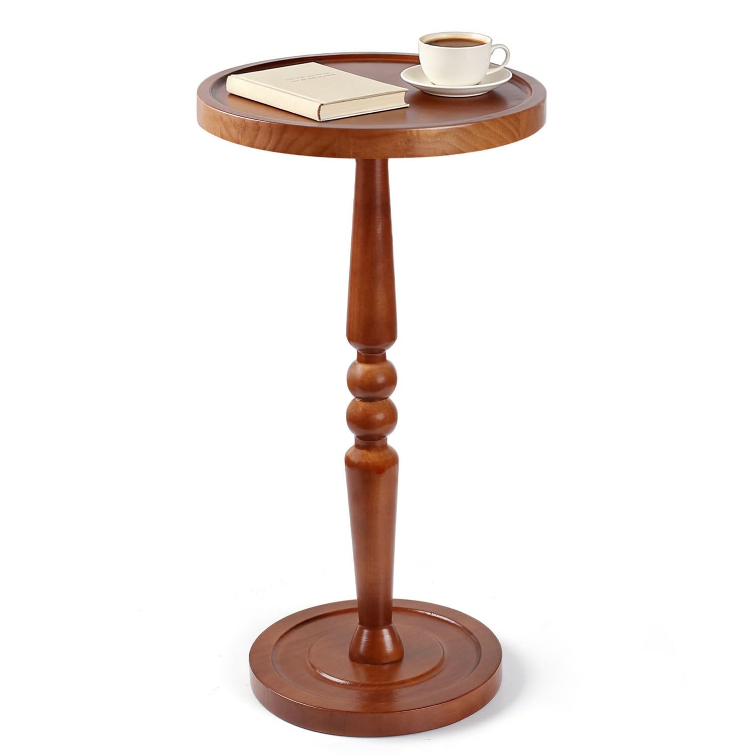 Small Side Table for Spaces, Rustic Circle End Small, Warm Brown gallery