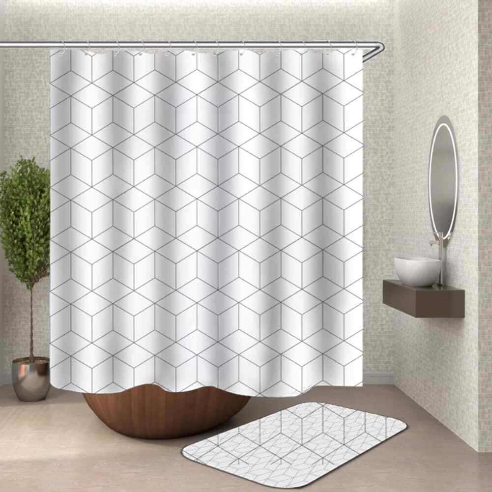 Quadrilateral And Hexagon 3D Shower Curtain Polyester Bathroom Decor Waterproof gallery