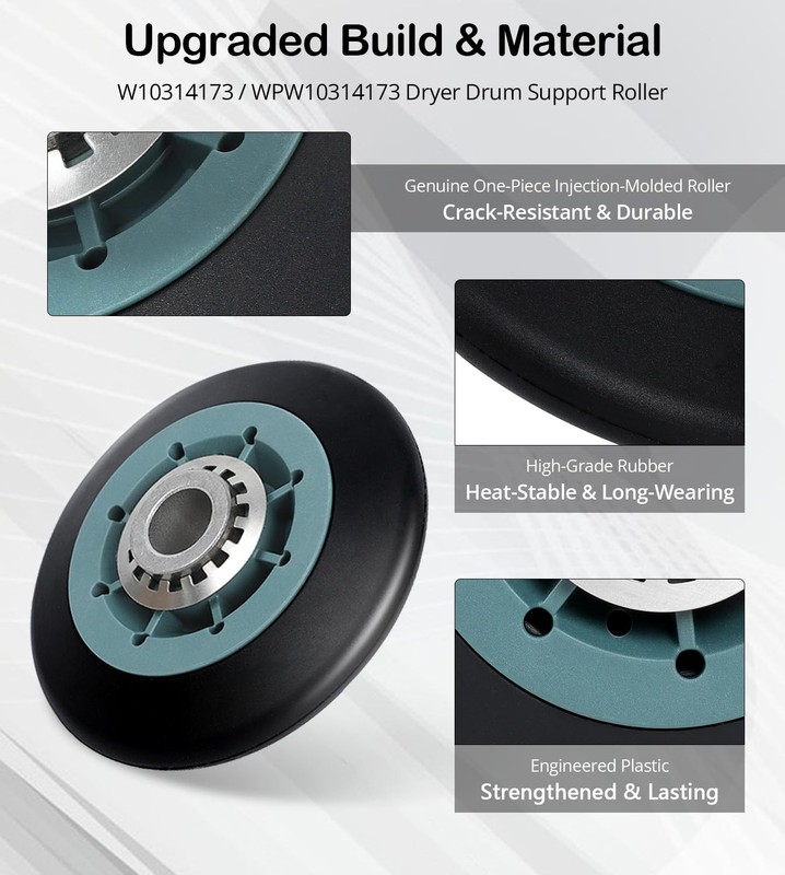 Dryer Drum Support Roller Kit 2 Pack HeavyDuty Polymer Rubber For Kenmore Mayta gallery