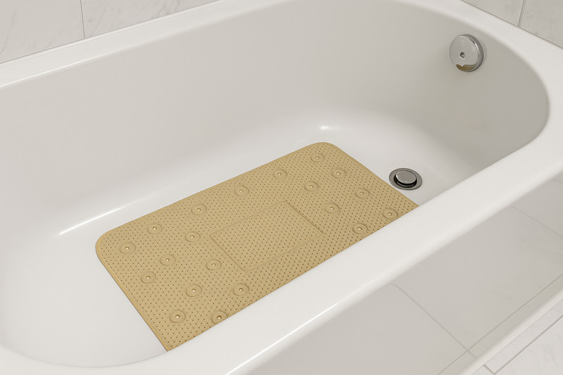 Soft Waffle Cushioned Spa Quality Bathroom Shower Tub Bath Mat Anti-Slip Beige gallery