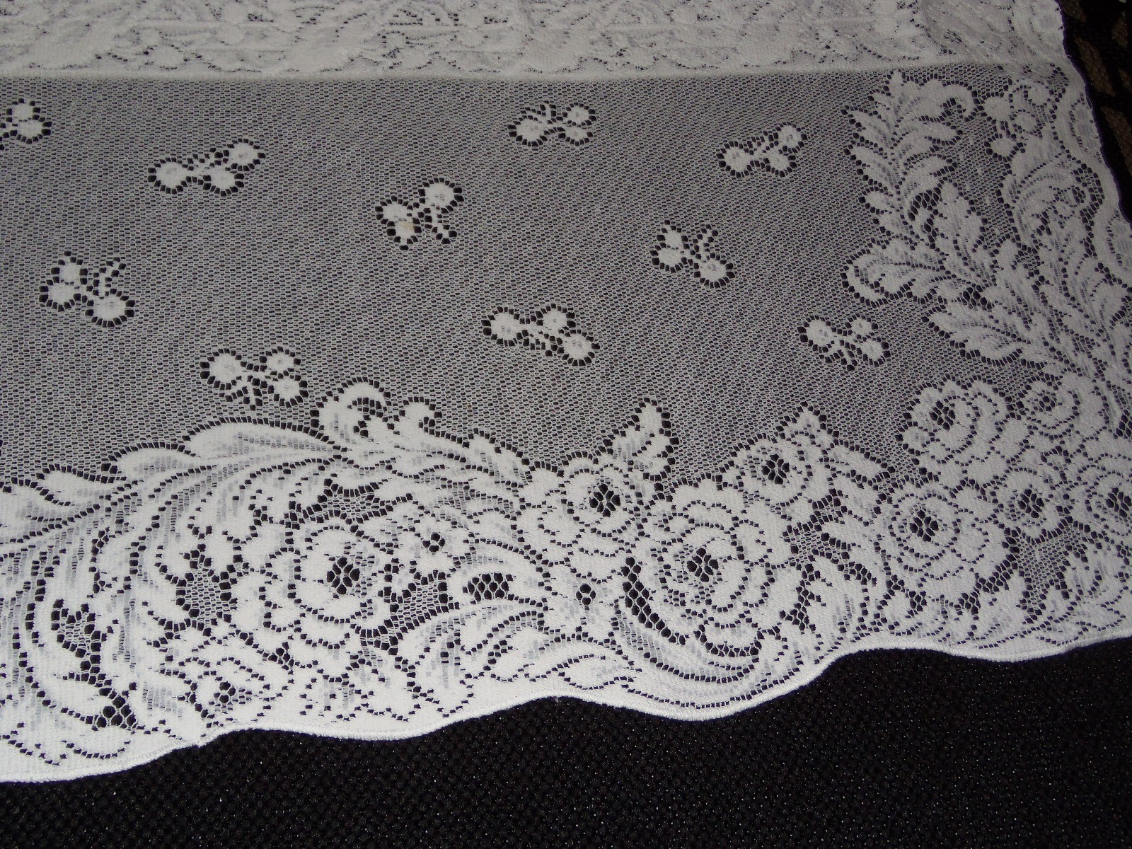 Lace Window Valance White Floral design 20"L x 60" W gallery