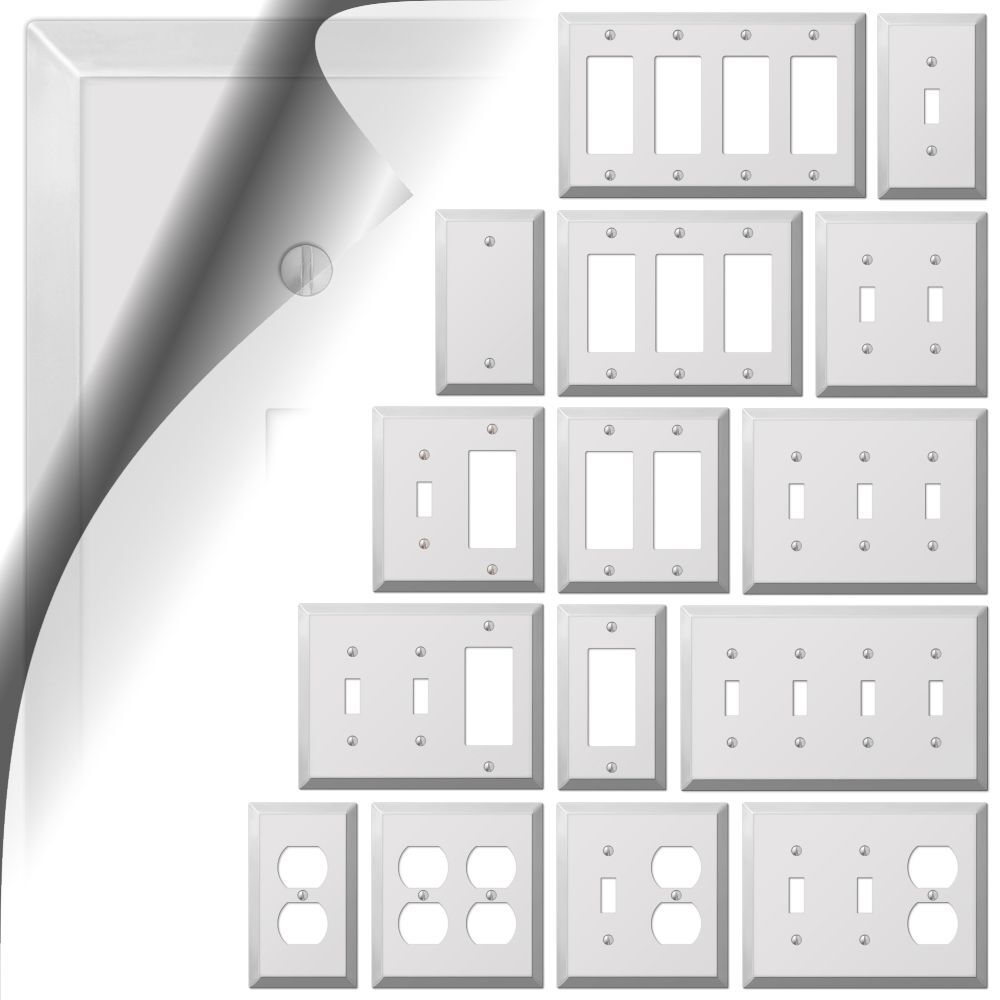 Polished Chrome Switch Plate Century Metal Wallplate Cover Outlet Toggle Rocker gallery