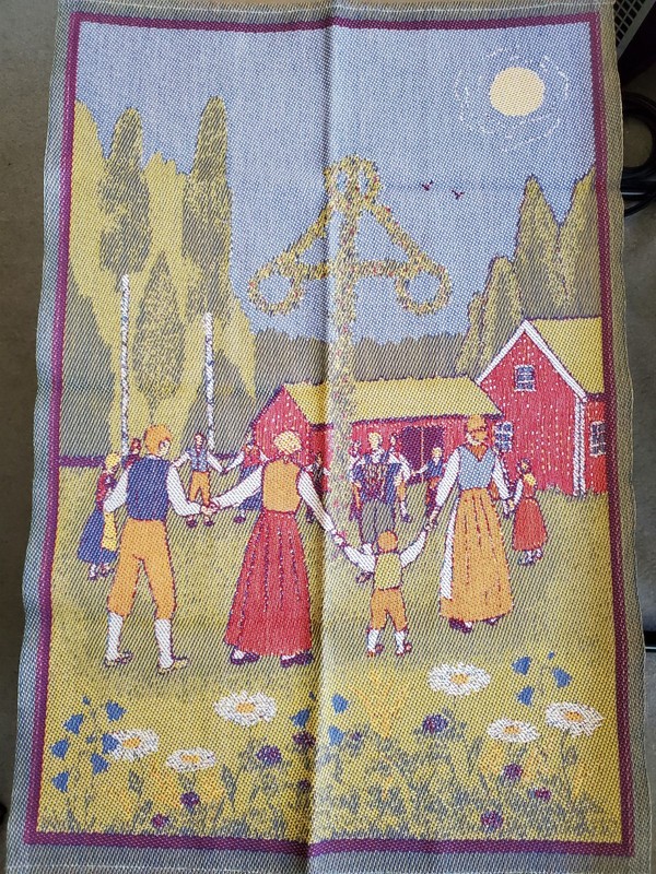 Swedish Ekelund MidSommar dancing around maypole towel / wall hanging md Sweden gallery