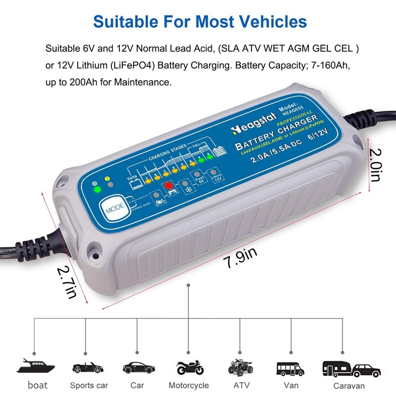 2/5.5A 6V/12V 8-Stages Automatic Battery Charger and Maintainer for... Fast Ship gallery