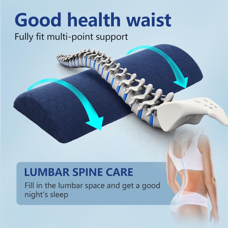 Soft Memory Foam Lumbar Pillow for Back Pain Relief - 23.6" Support Cushion, Dar gallery